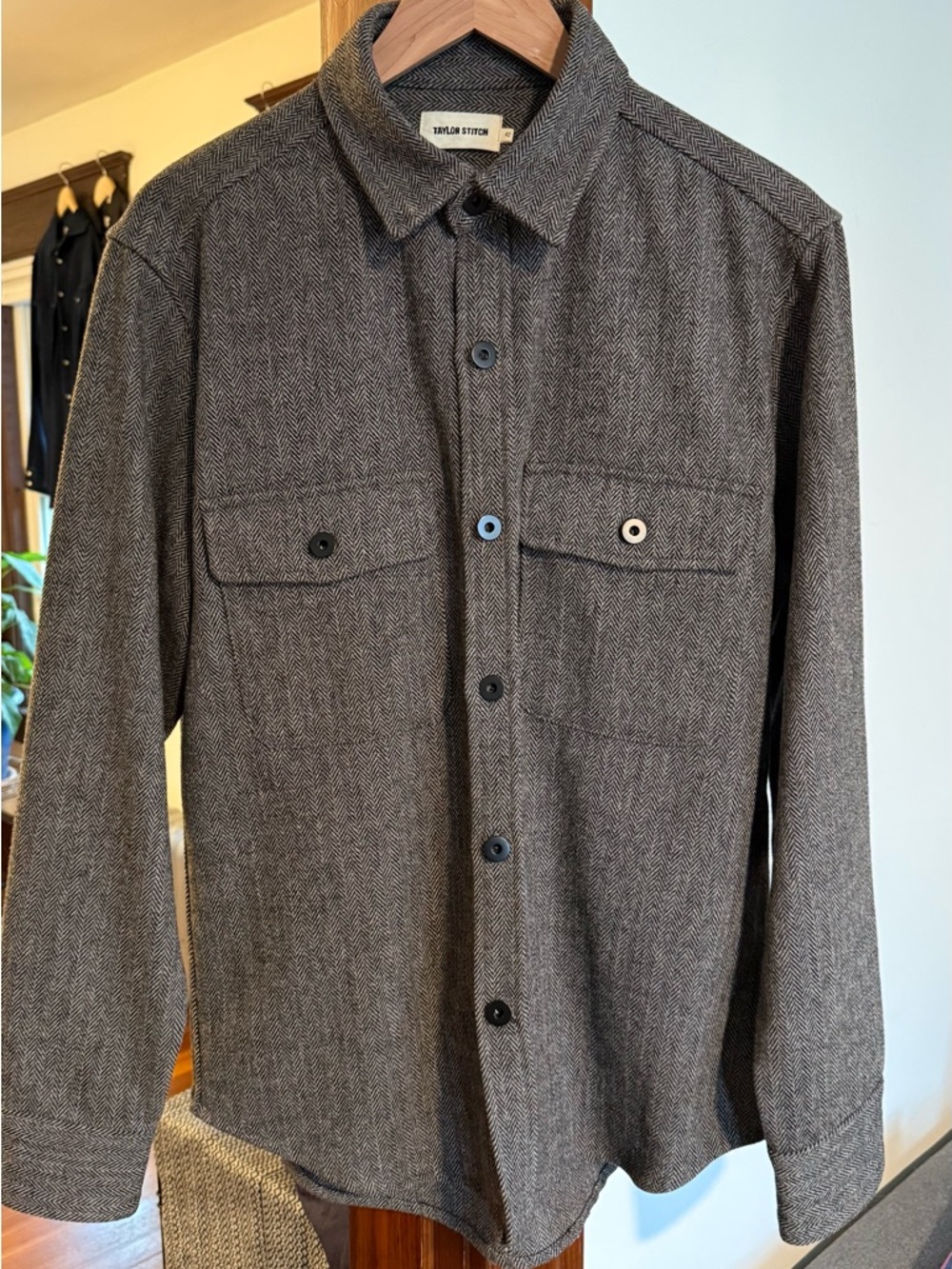 Taylor Stitch Herringbone Wool Shirt Jacket - Size L/42